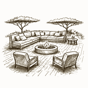 Outdoor Deck, Lounge & Fire pit
